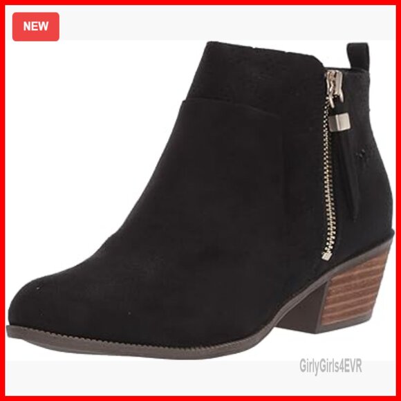 Women's Ankle Boots Block Heel Microfiber Zip Closure Comfort Insole